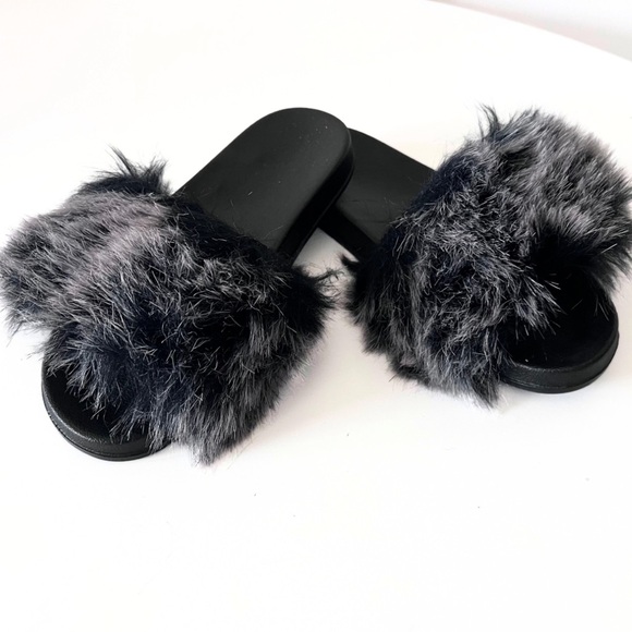 Faux Fur Fluffy Furry Slides Fuzzy Sandals Furry Open Toe Slippers - Picture 4 of 6